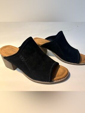 Bears Black Suede Open-Toe Mule Heels - Women